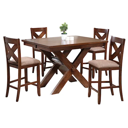 5 Piece Dark Hazelnut Gathering Set with Extension Leaf